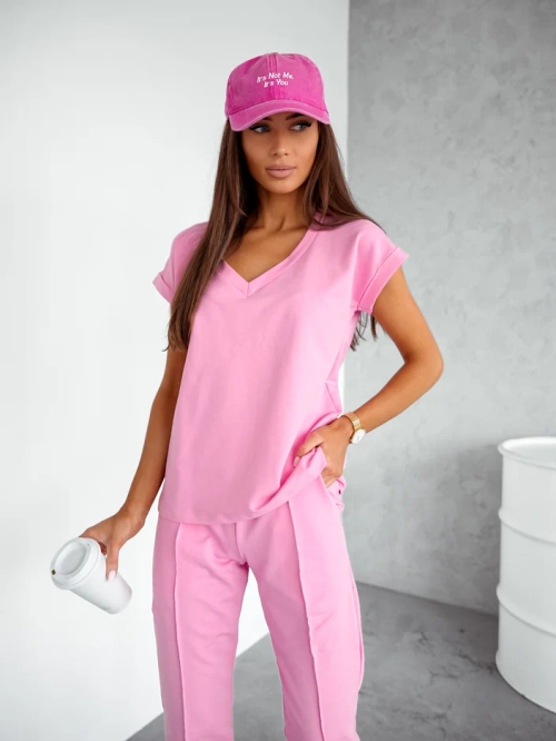 Royalfashion Жіночий котоновий повсякденний комплект з короткими рукавами