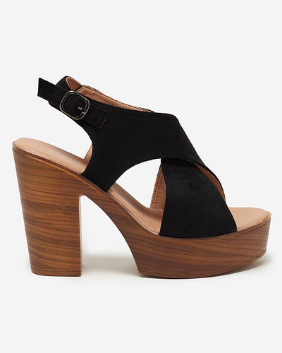 Černé dámské sandály na vysokém sloupku Inga - Footwear