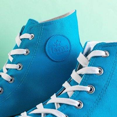 Яскраво-блакитні чоловічі високі кеди Skarle