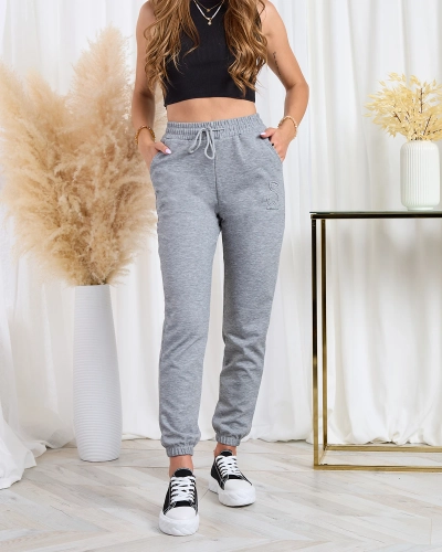Жіночі бавовняні спортивні штани Royalfashion Grey з ведмедиком