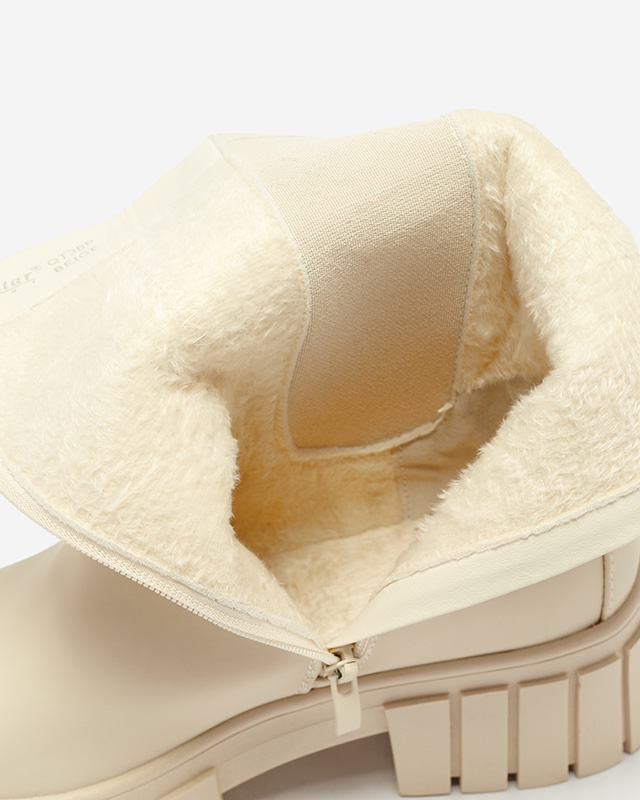 Dámské krémové vysoké zateplené kozačky Otika - Obuv