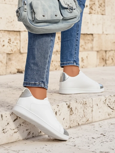 Dámské tenisky Royalfashion Calista stříbrno-bílé stylové eko kůže