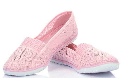 Różowe baleriny slip-on - Obuwie
