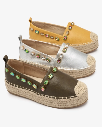 Žluté dámské espadrilky s krystaly Ziennie - Obuv