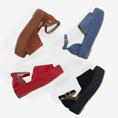 Блакитні жіночі босоніжки на платформі Ponera