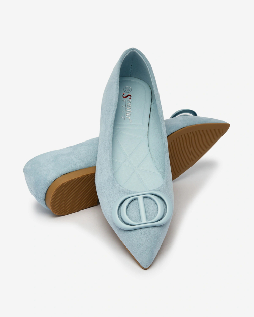 Сині жіночі гостроносі балетки Royalfashion з прикрасою на носі Tidita