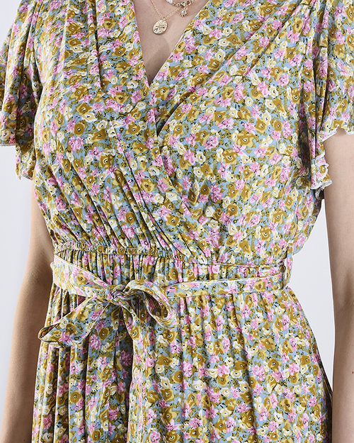 Кольоровий жіночий довгий квітковий комбінезон - Одяг