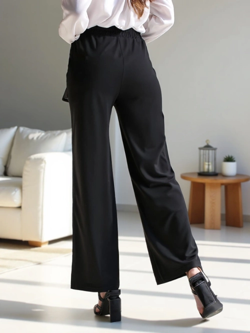 Royalfashion Широкі жіночі штани з декоративною пряжкою