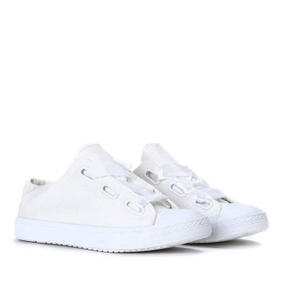 OUTLET Bílé tenisky svázané stuhou Larissa - Obuv