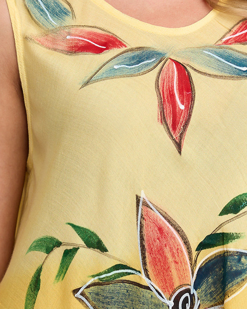 Жіноча пляжна накидка жовта, сукня з квітковим візерунком - Одяг