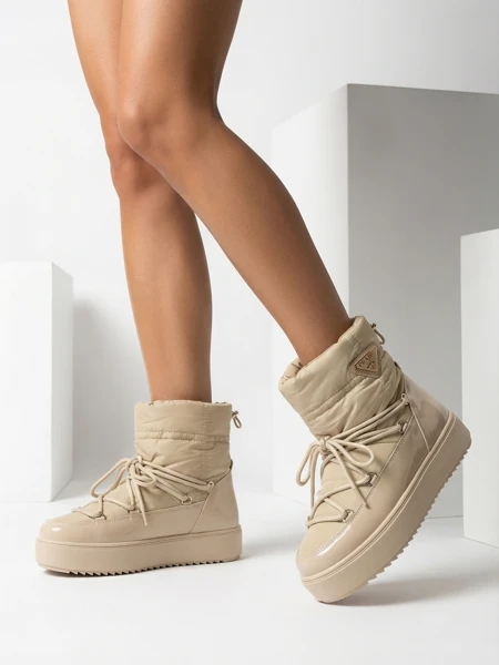 Royalfashion Dámské nazouvací boty a'la snow boots ve světle hnědé barvě Vevnose