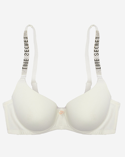 Hladká bílá vyztužená podprsenka se zdobenými ramínky - spodní prádlo