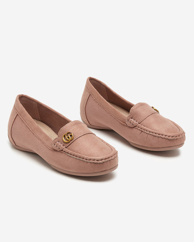 Tmavě růžové dámské mokasíny na nízkém obtaženém klínku Lemira - Obuv