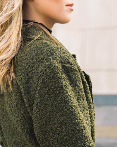 Зелена жіноча дублянка до щиколотки - Одяг