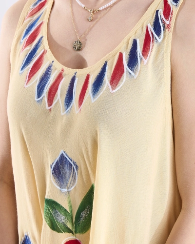 Béžový dámský vzorovaný přehoz na postel s potiskem- Oblečení