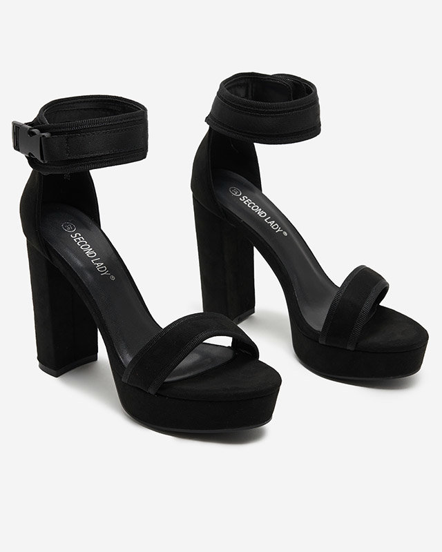 Dámské sandály na vysokém sloupku, eko semiš Momli - Boty