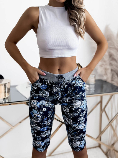 Жіночі шорти 3/4 з малюнком темно-синього та синього кольорів PLUS SIZE - Одяг