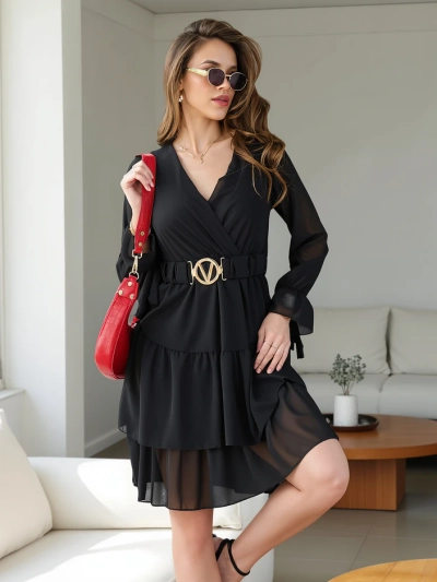 Royalfashion Сукня-міні для жінок з рюшами та запахом