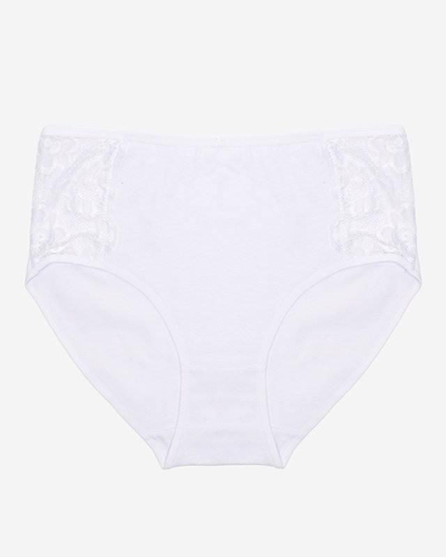 Dámské bílé bavlněné kalhotky s krajkou PLUS SIZE - Spodní prádlo