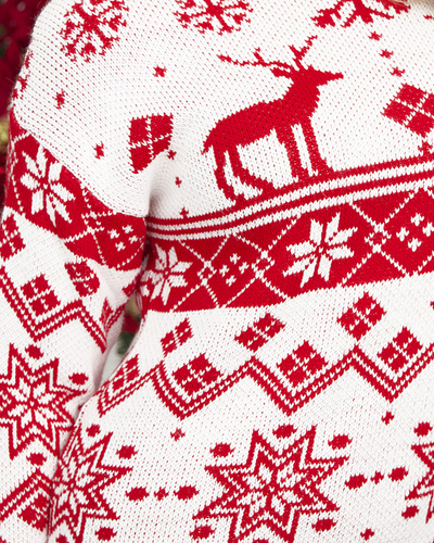 Dámské červenobílé vánoční svetrové šaty - Oblečení