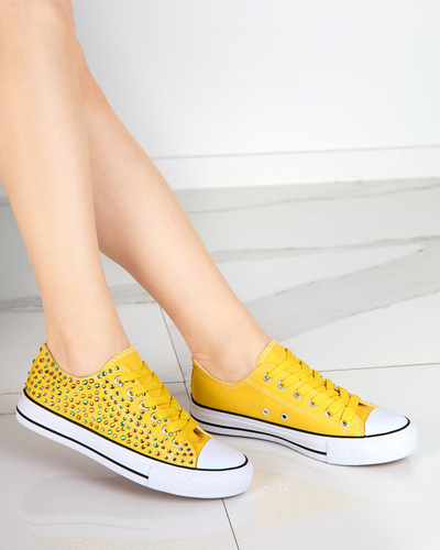 OUTLET Dámské tenisky s barevnými zirkony ve žluté barvě Amanda - Obuv