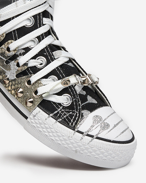 Чорні жіночі високі кеди з блискітками Survivi