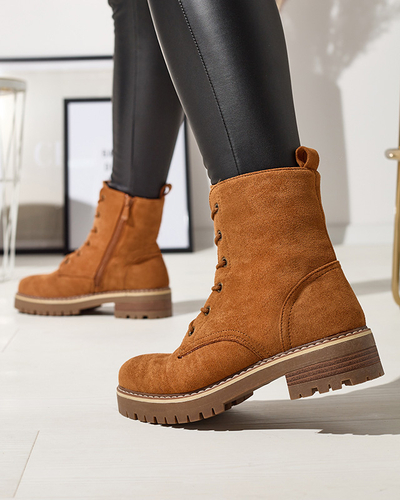 Hnědé dámské traperky Priviea - Obuv