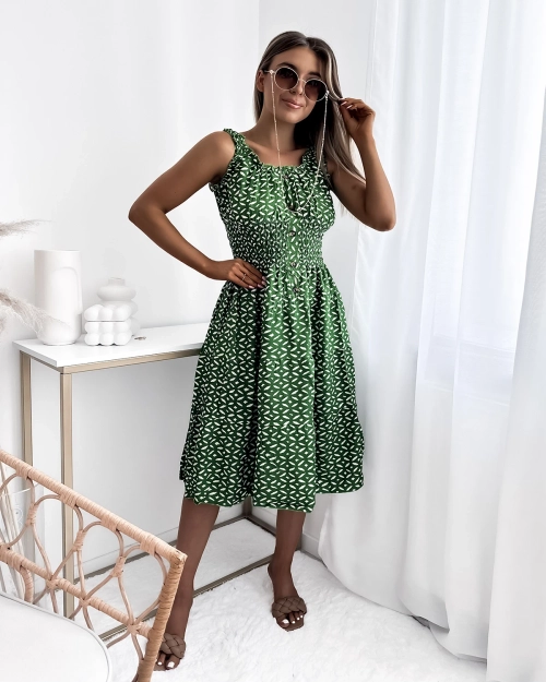 Жіноча сукня до коліна з принтом темно-зеленого кольору - Одяг