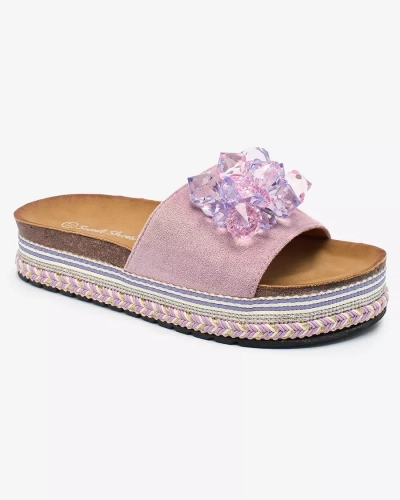 Royalfashion Dámské žabky s krystaly ve fialové barvě Bollah