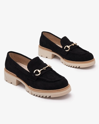 Чорні ажурні жіночі мокасини з ланцюжком Imerila - Взуття