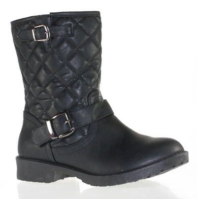 Czarne botki z pikowaną cholewką - Obuwie