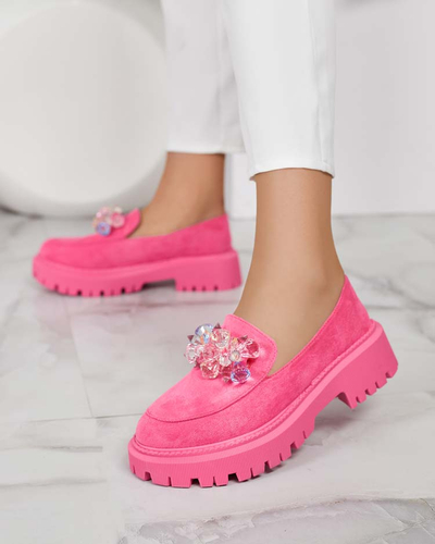 Жіночі мокасини Royalfashion Fuchsia з різнокольоровими намистинами Hetika