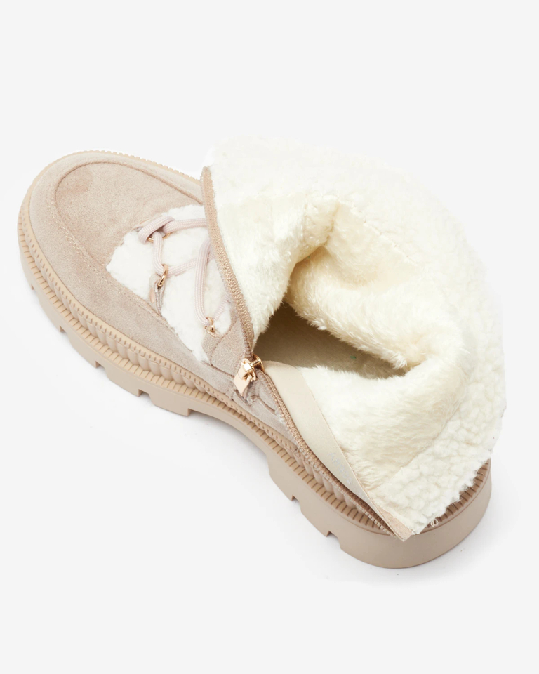 Royalfashion Světle hnědé dámské traperské boty s ovčí kůží Getatsa