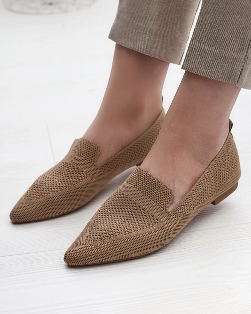 Жіночі тканинні балетки світло-коричневого кольору Aqsak- Взуття