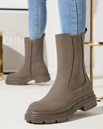 OUTLET Dámské zateplené vysoké kozačky v khaki barvě Jori - Obuv