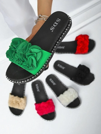 Royalfashion Жіночі тапочки на плоскій підошві Flora Verde
