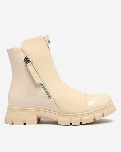 Royalfashion Béžové matné dámské kozačky Hedaheh