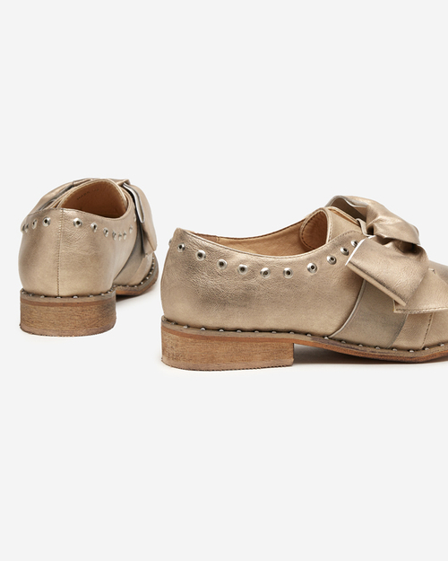 Золоті жіночі туфлі з бантом Entera