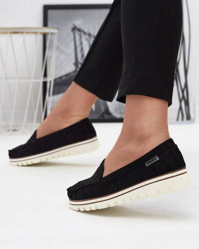 Чорні жіночі мокасини з блискучим покриттям Metiga - Взуття