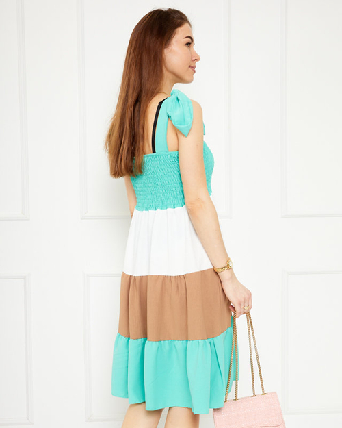 Жіноча м'ятна сукня із зав'язаними бретелями - Одяг