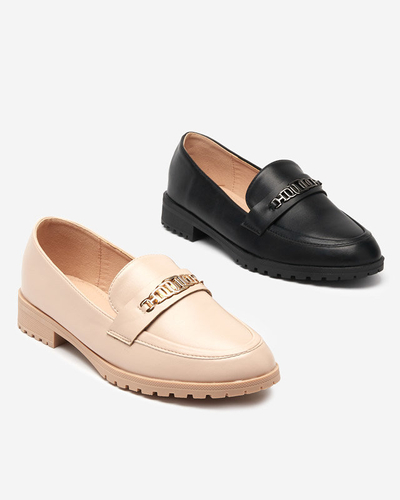 Dámské béžové mokasíny z ekokůže s dekorem Griss - Boty