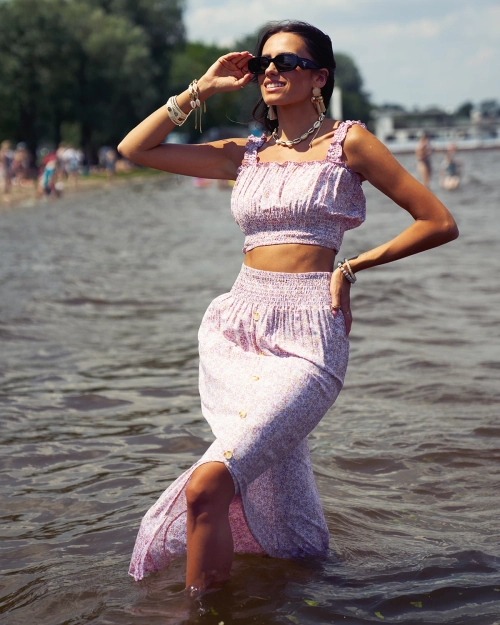 Жіночий квітковий комплект Royalfashion рожевий