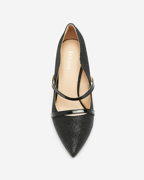 Жіночі туфлі-човники на шпильці чорного кольору з блискітками Esleea - Взуття