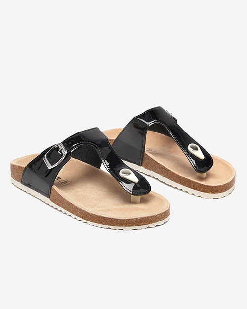 Чорні лаковані жіночі тапочки Елоці - Взуття