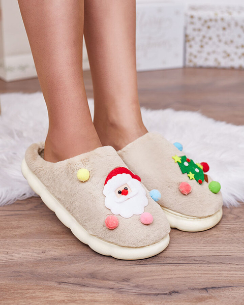 Royalfashion Vánoční dámské pantofle ve světle hnědé barvě Fertemse