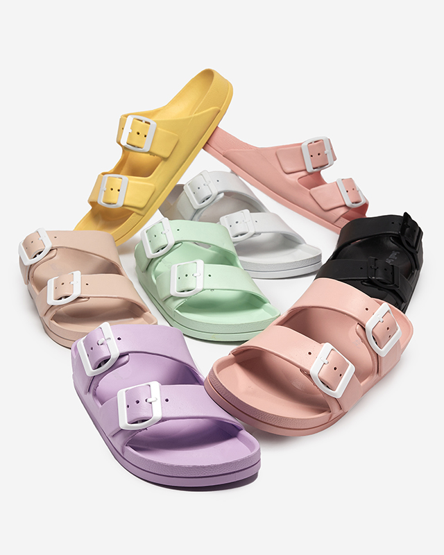 Světle růžové dámské pantofle se sponami. Teliwo - Obuv