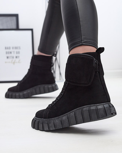 Dámské kozačky se sáčkem v černé barvě Sauups- Obuv