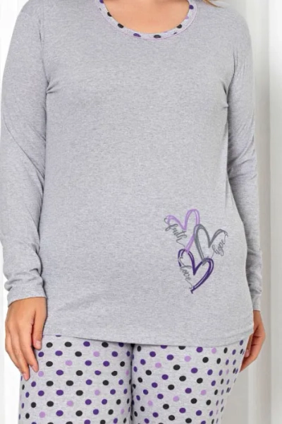 Royalfashion Dámský 2dílný bavlněný pyžamový set s puntíky VELIKOST PLUS