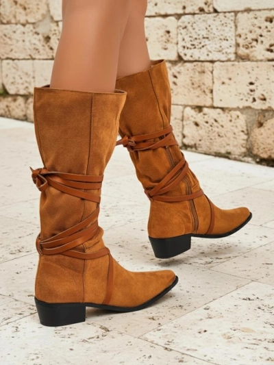 Dámské kozačky Camel Lavinia ekologická semišová kůže italský styl