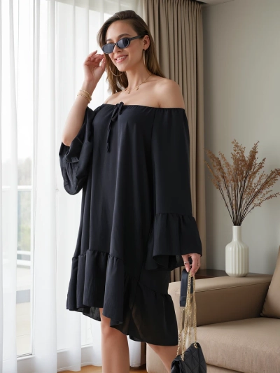 Royalfashion Dámské šaty bez ramínek s volány oversized